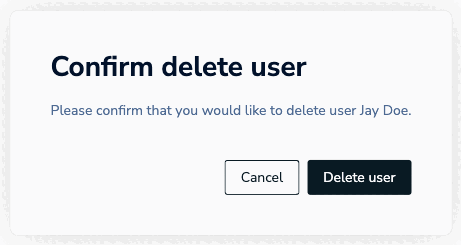 Confirm that you want to remove a user from your team