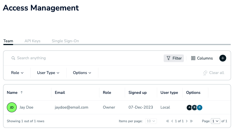 The Access management tab helps you manage the people allowed to access your subscription.