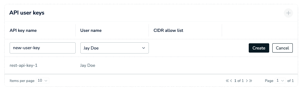 When you add a user key, you're prompted to specify the name of the key and the asscoiated user.