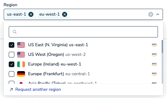 Use the Region drop-down to select the regions for your Active-Active database.