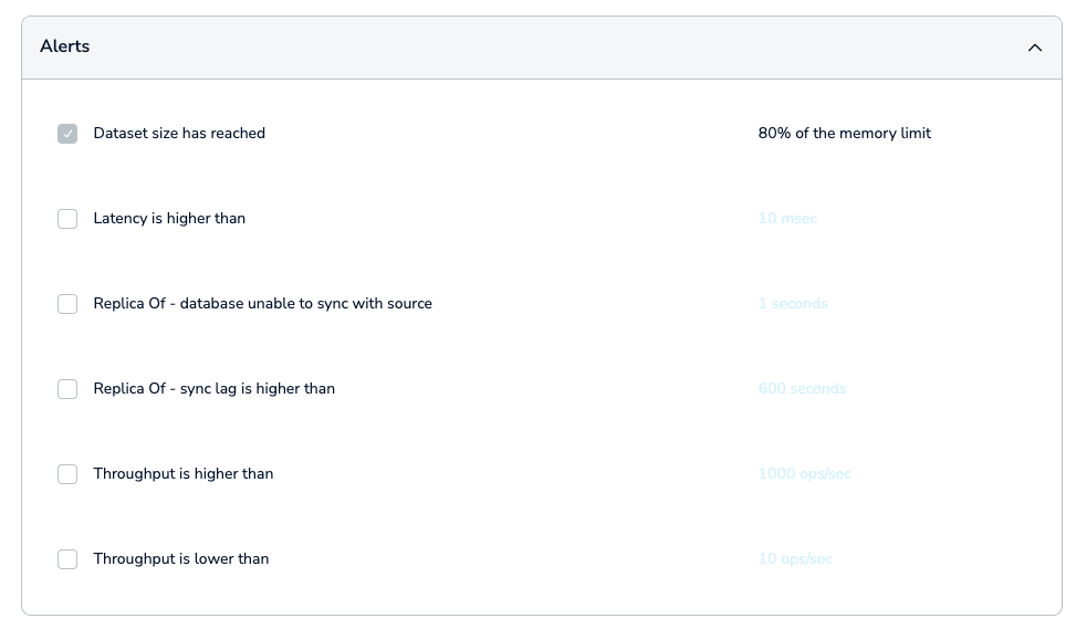 The Alerts section defines the notification emails and their triggering conditions.