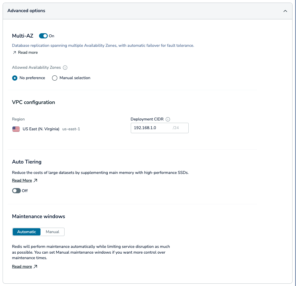 The Advanced settings of the Setup tab.