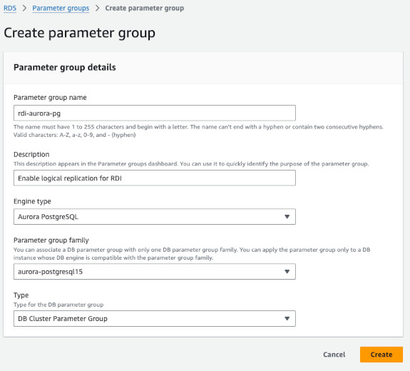 Create parameter group panel